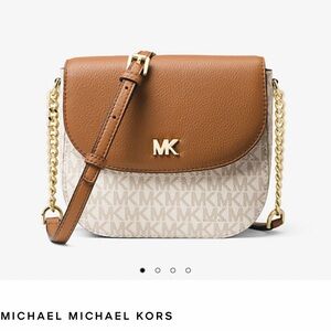 Michael Kors Elegant Brown and Cream Crossbody Bag